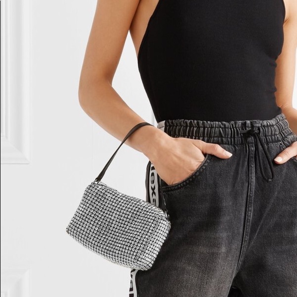 Crystal-Embellished Mesh Shoulder Bag